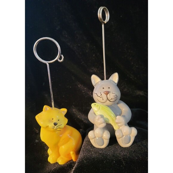 Cat Figurines Photo/ Picture Card Holder Set Of 2 - Picture 2 of 7